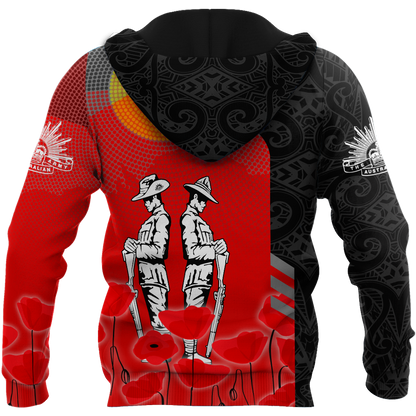 Premium Unisex Hoodie Personalized Remember Anzac Day Maori Tattoo And Aboriginal ML