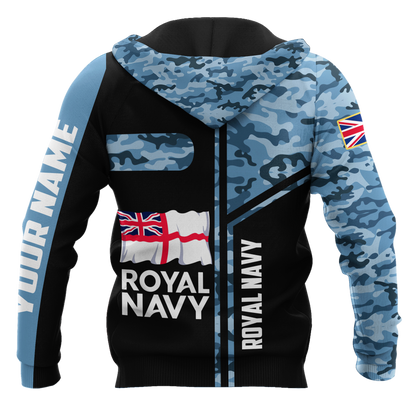 Custom name British Navy Camo 3D Design print shirts