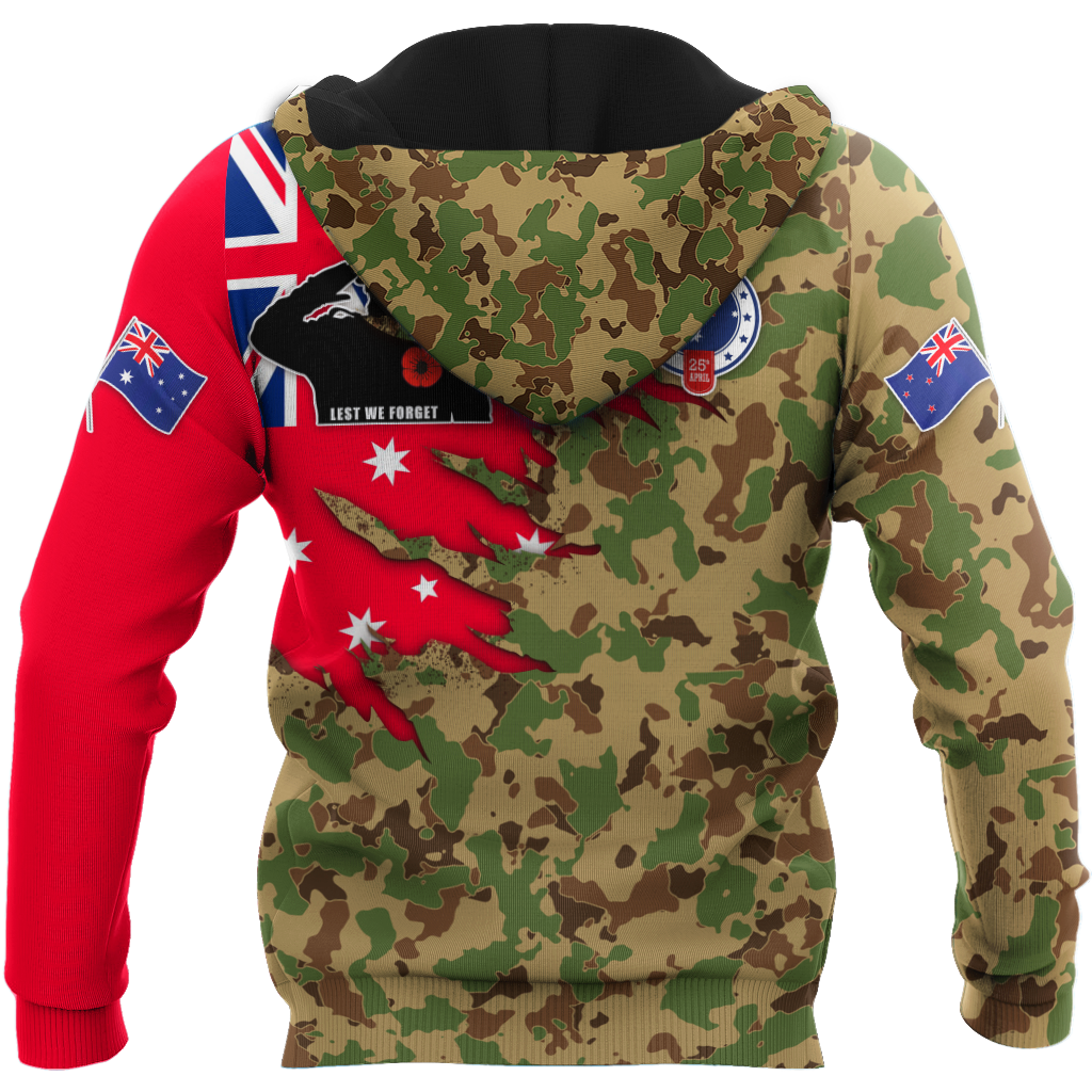 Anzac day remembrance Kiwi and Australia Veteran Camo 3D print shirt
