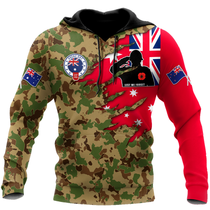 Anzac day remembrance Kiwi and Australia Veteran Camo 3D print shirt