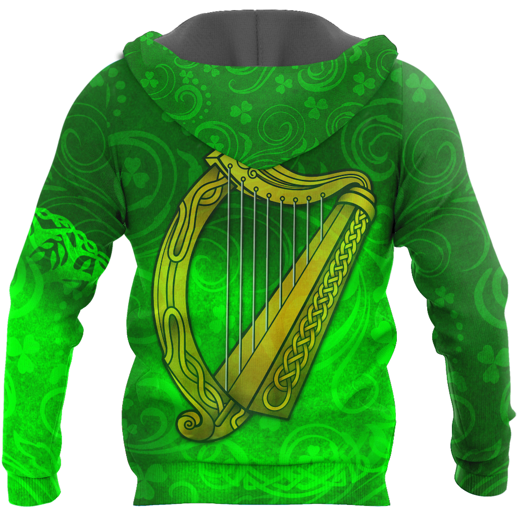 Premium Unisex Hoodie Irish St.Patrick  Celtic Cross And The Irish Harp ML
