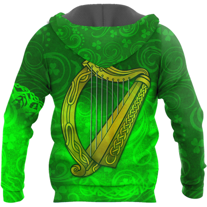 Premium Unisex Hoodie Irish St.Patrick  Celtic Cross And The Irish Harp ML