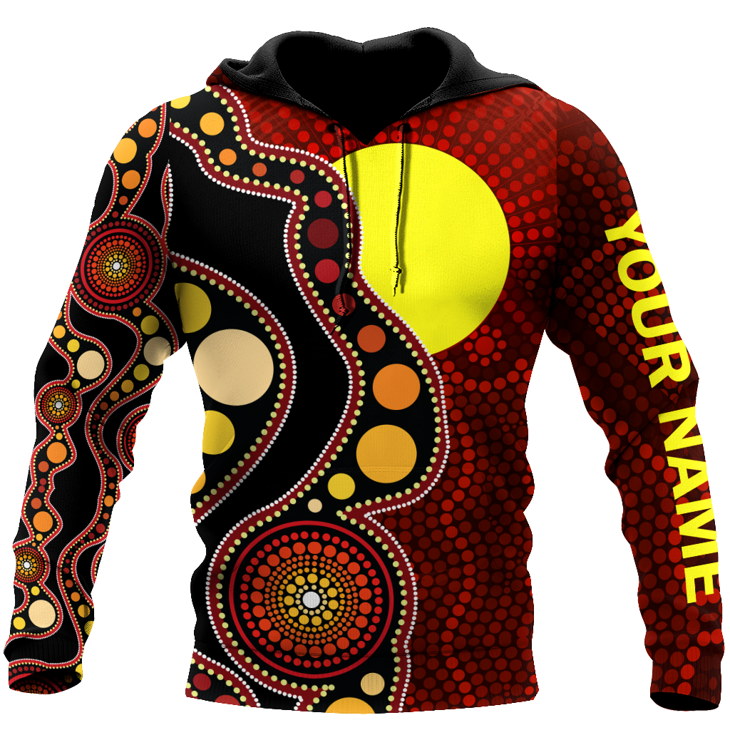 Custom name Aboriginal Flag Circle Dot Painting Art 3D design summer shirts