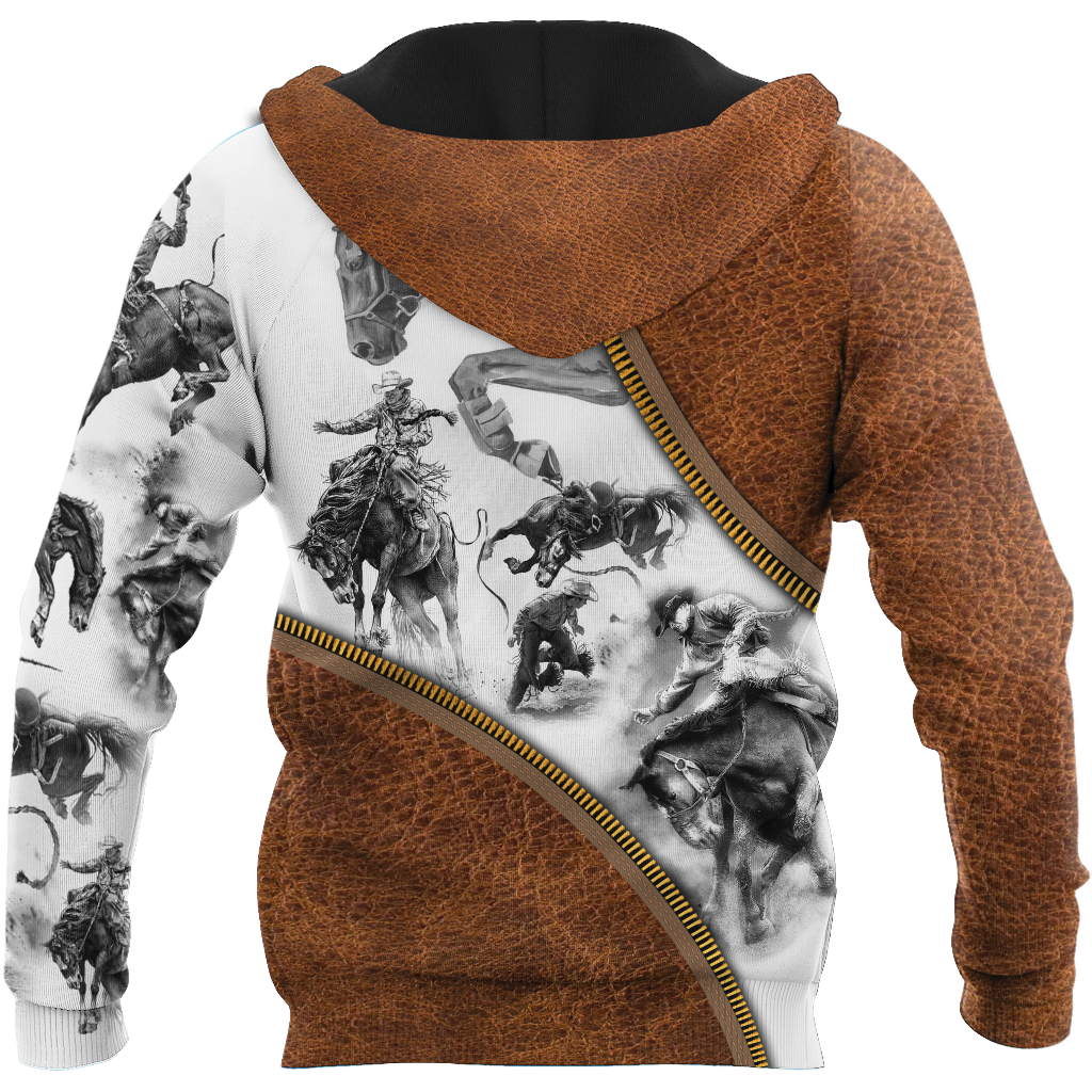 Personalized Name Rodeo 3D All Over Printed Unisex Shirts Bucking Horse Zipper