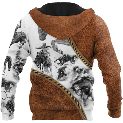 Personalized Name Rodeo 3D All Over Printed Unisex Shirts Bucking Horse Zipper