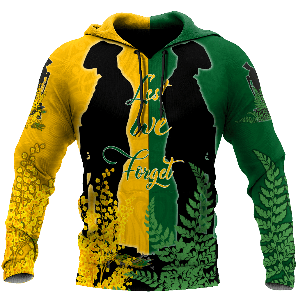 Premium Unisex Hoodie Lest We Forget - Kiwi And Fern - Anzac Day ML