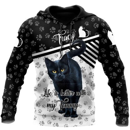 Customize Name Black Cat Hoodie For Men And Women JJ06022103
