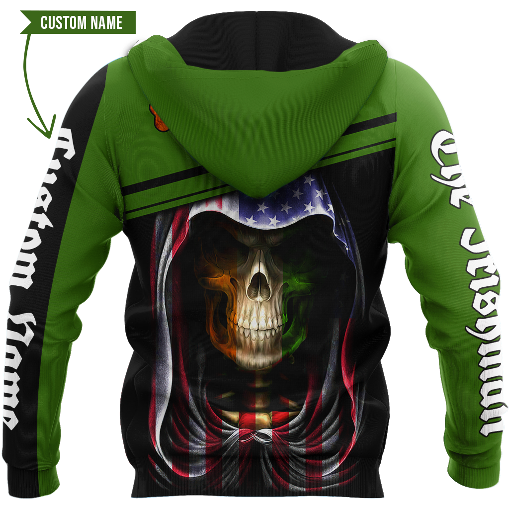 3D All Over Printed Irish Skull St Patrick Day  Unisex Shirts Custom Name XT