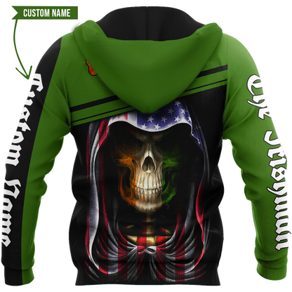 3D All Over Printed Irish Skull St Patrick Day  Unisex Shirts Custom Name XT