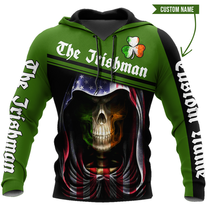 3D All Over Printed Irish Skull St Patrick Day  Unisex Shirts Custom Name XT