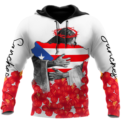 Customize Name God Love Puerto Rico Hoodie For Men And Women TNA08032107