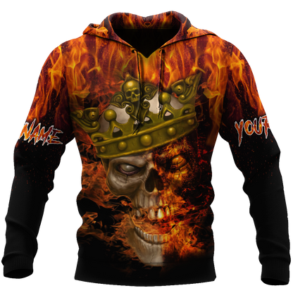 Customize Name King Fire Skull Hoodie For Men And Women DA08062104
