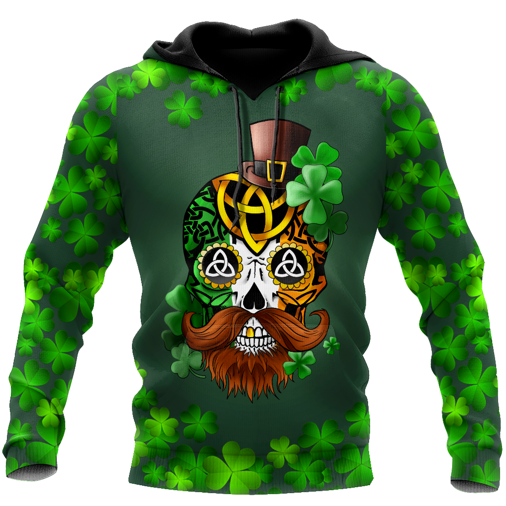 3D All Over Printed Irish Skull St Patrick Day Unisex Shirts XT
