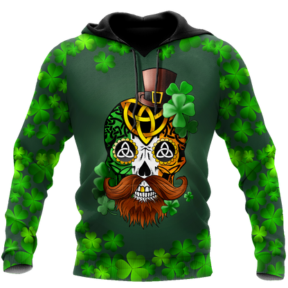 3D All Over Printed Irish Skull St Patrick Day Unisex Shirts XT