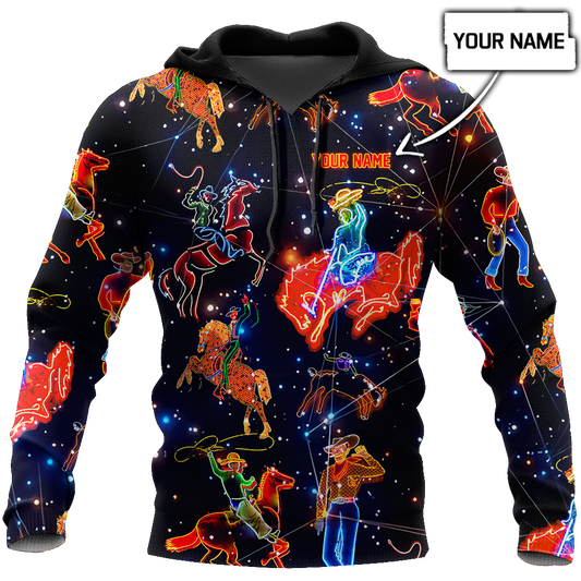 Personalized Name Rodeo 3D All Over Printed Unisex Shirts Galaxy Pattern