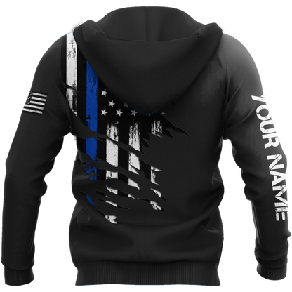 Thin Blue Line apparel US Law Enforcement custom name design 3d print shirts