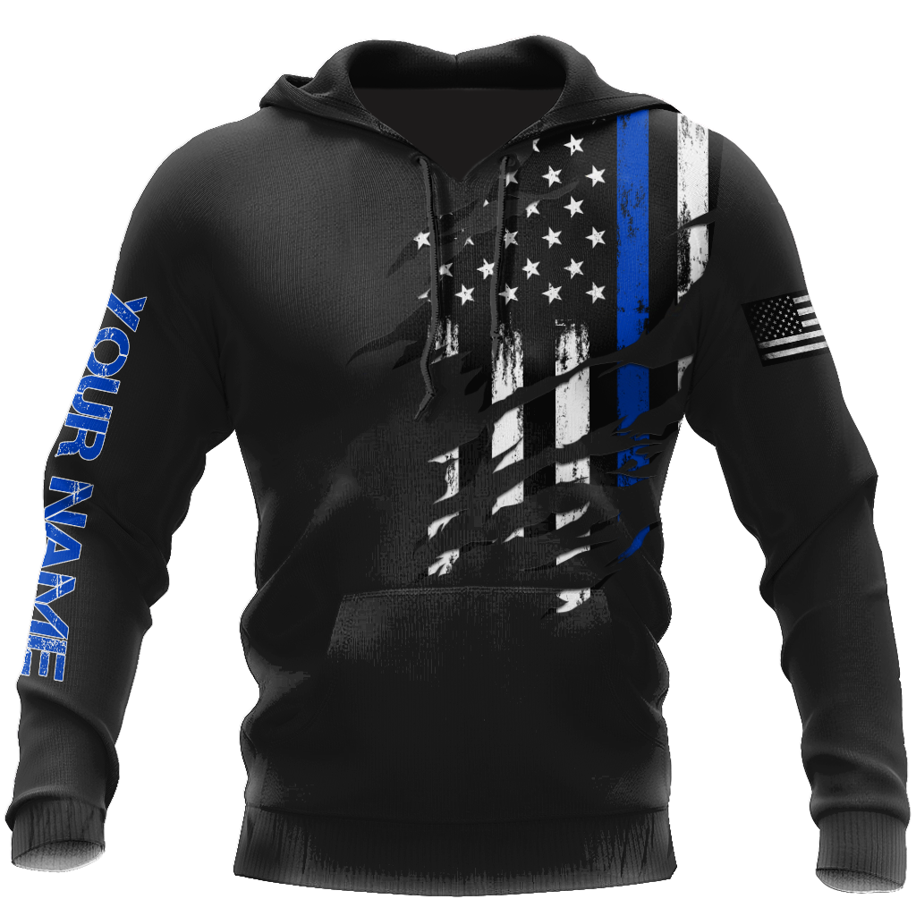 Thin Blue Line apparel US Law Enforcement custom name design 3d print shirts