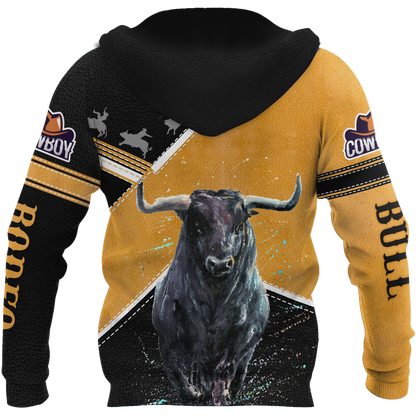 Personalized Name Bull Riding 3D All Over Printed Unisex Shirts Black Bull