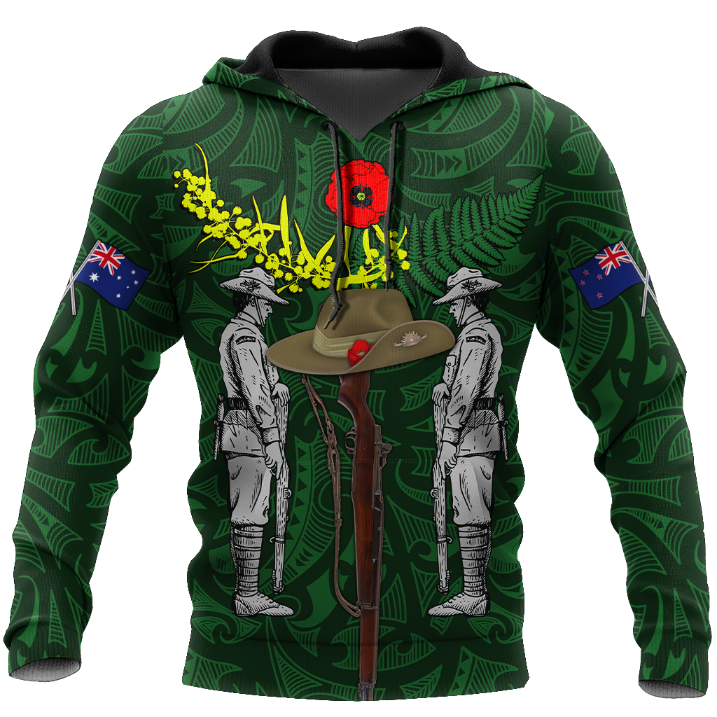 Lest We Forget Anzac Day Australia Golden Wattle And New Zealand Fern 3D Printed Shirts TN