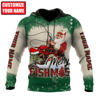Customized Name Merry Fishmas 3D All Over Printed Unisex Shirts