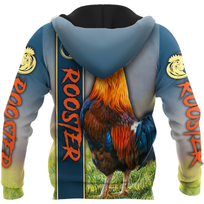 Rooster 3D All Over Printed Unisex Deluxe Hoodie ML