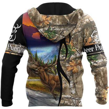 Deer Hunting 3D Over Printed Unisex Deluxe Hoodie ML