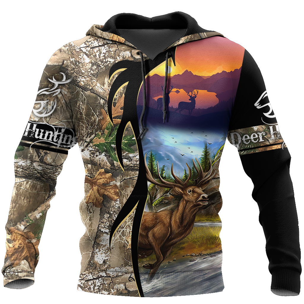 Deer Hunting 3D Over Printed Unisex Deluxe Hoodie ML