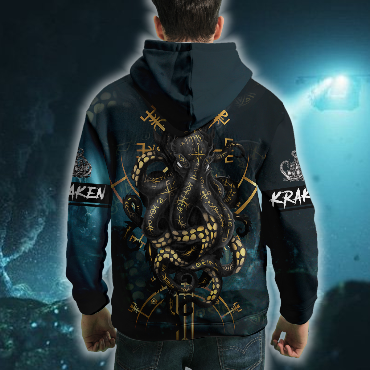 Premium Unisex Hoodie Kraken Octopus King of The Seven Seas II ML