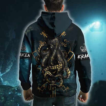 Premium Unisex Hoodie Kraken Octopus King of The Seven Seas II ML