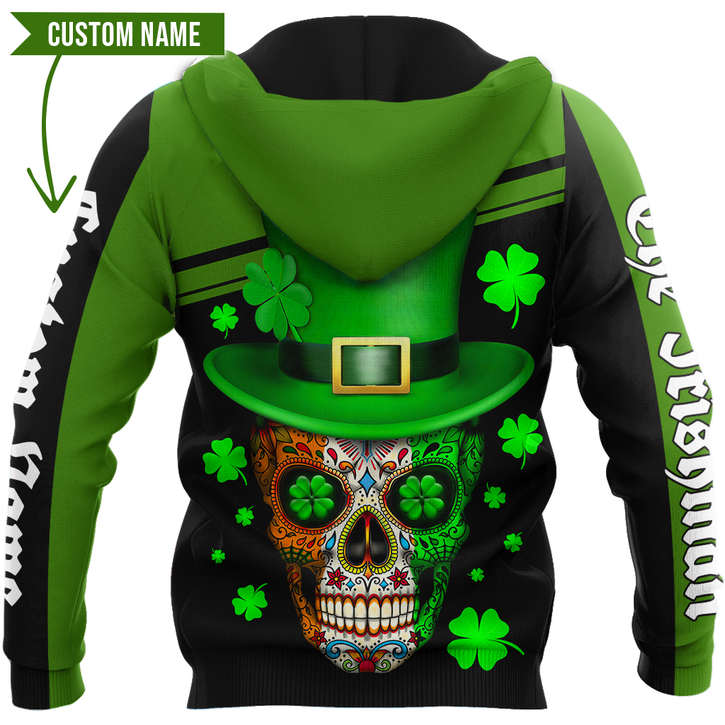 3D All Over Printed  Skull Irish St Patrick Day Unisex Shirts Custom name XT