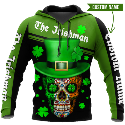 3D All Over Printed  Skull Irish St Patrick Day Unisex Shirts Custom name XT