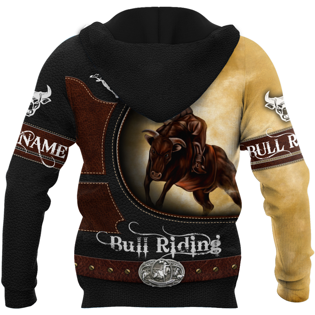 Personalized Name Bull Riding 3D All Over Printed Unisex Shirts Yellow Ver2