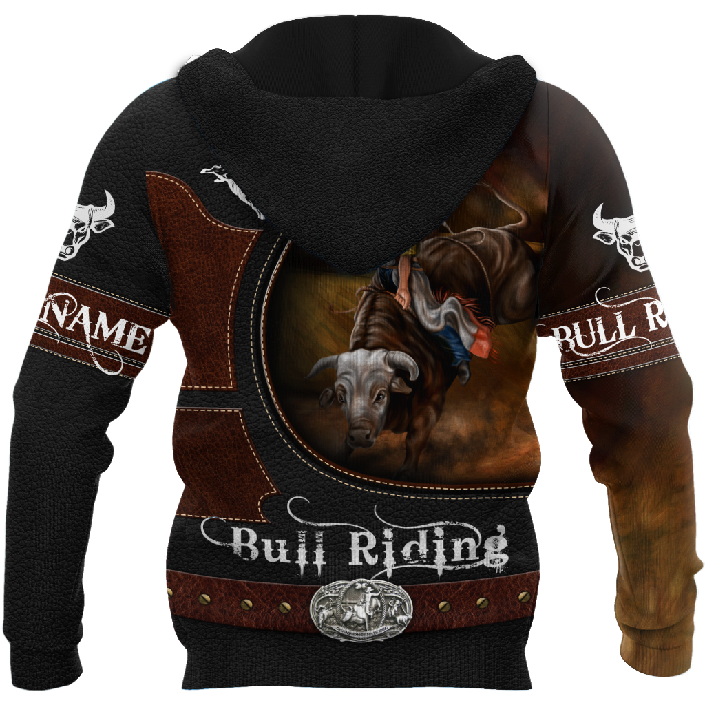Personalized Name Bull Riding 3D All Over Printed Unisex Shirts Brown Ver2