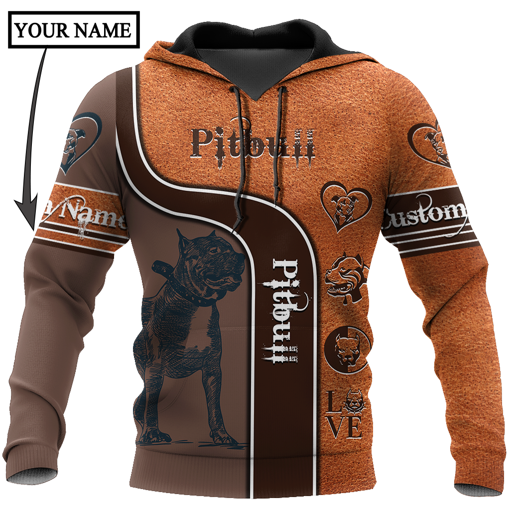 Pitbull 3D hoodie shirt for men and women custom name