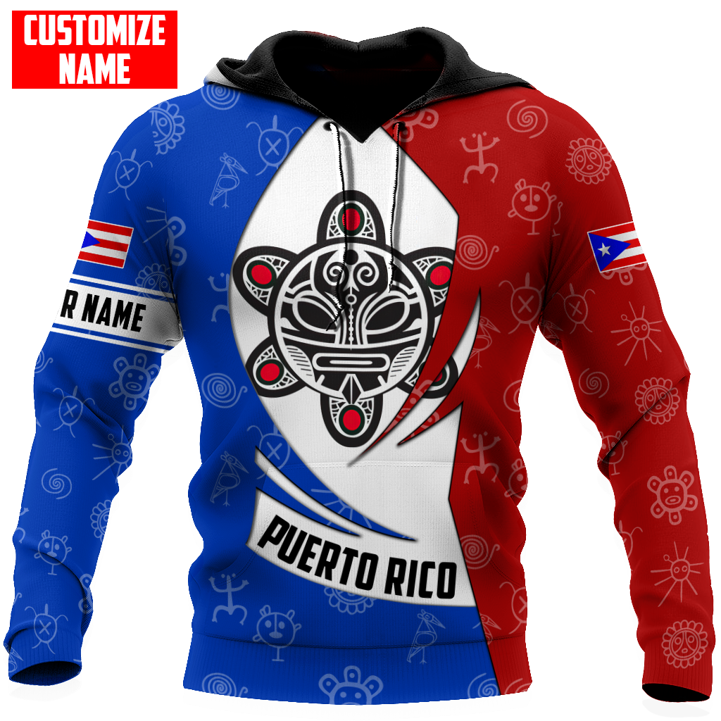 Customize Name Taino Tattoo Puerto Rico 3D All Over Printed Unisex Shirts