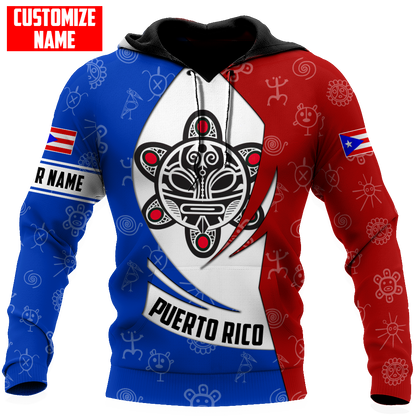 Customize Name Taino Tattoo Puerto Rico 3D All Over Printed Unisex Shirts