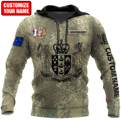 Custom Name New Zealand Aotearoa Coat Of Arm Army 3D All Over Printed Unisex Shirts