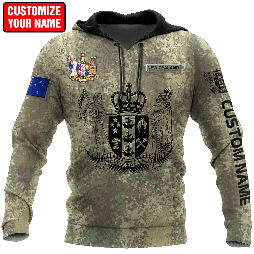 Custom Name New Zealand Aotearoa Coat Of Arm Army 3D Printed Combo Hoodie + Sweatpant For Winter