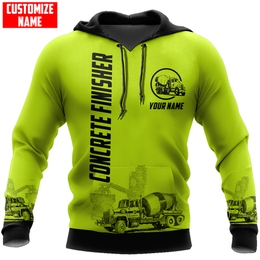 Concrete Finisher Green Safety Custom name 3D printed shirts