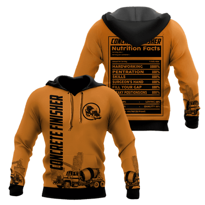 Concrete Finisher Nutrition Facts 3D printed shirts