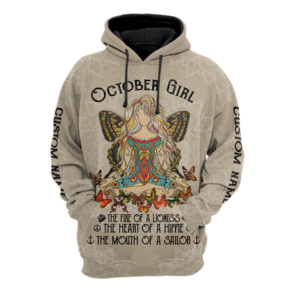October Girl Hippie Customize Name 3D All Over Printed Shirts For Women TR11122013