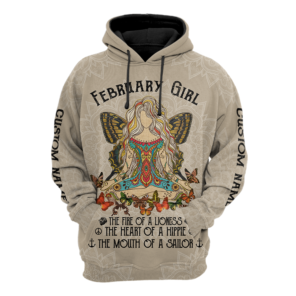 February Girl Hippie Customize Name 3D All Over Printed Shirts For Women TR1112205