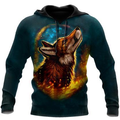 Wolf 3D All Over Printed Unisex Deluxe Hoodie ML