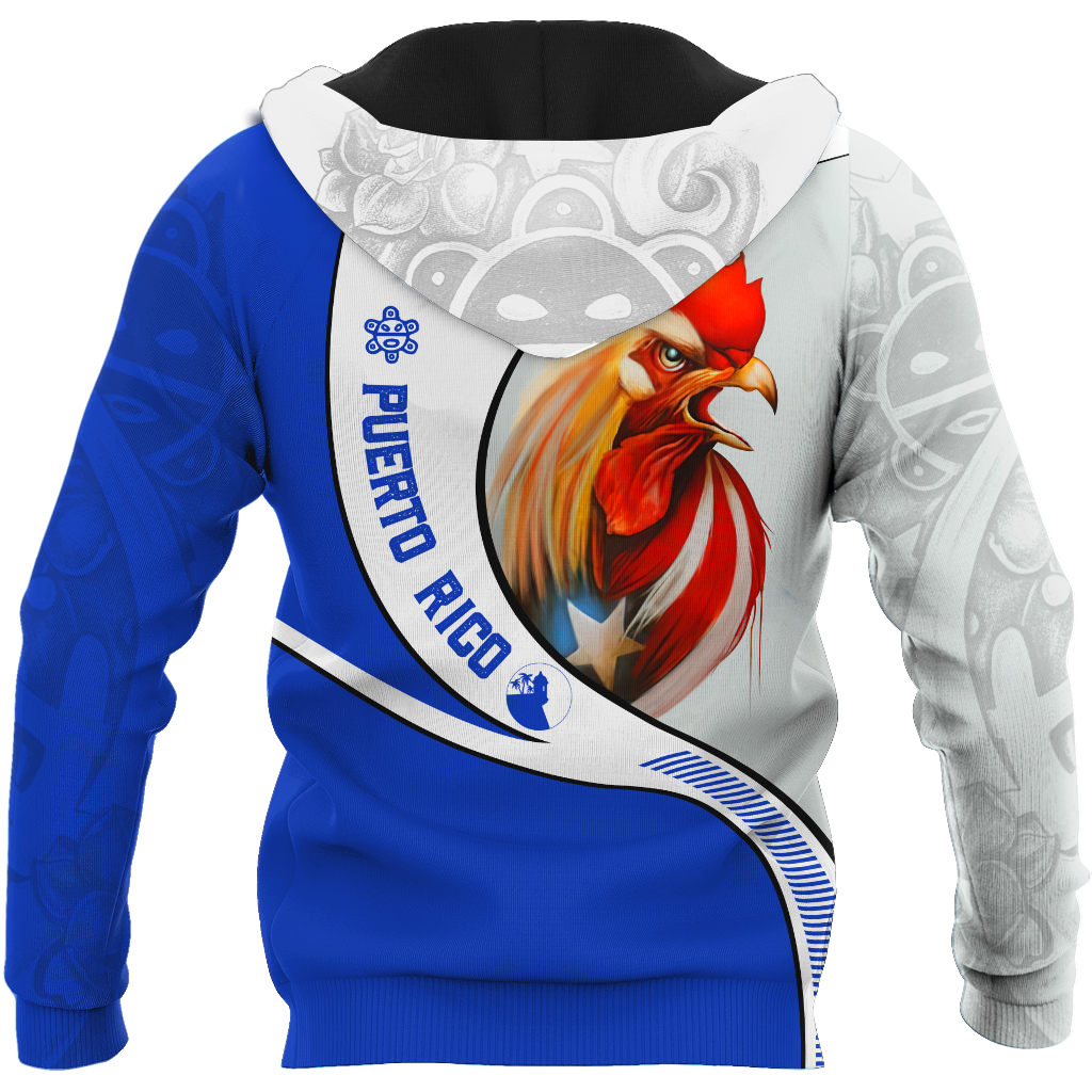 Custom Name Rooster Puerto Rico Hoodie For Men And Women MH12032102