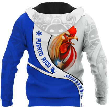 Custom Name Rooster Puerto Rico Hoodie For Men And Women MH12032102