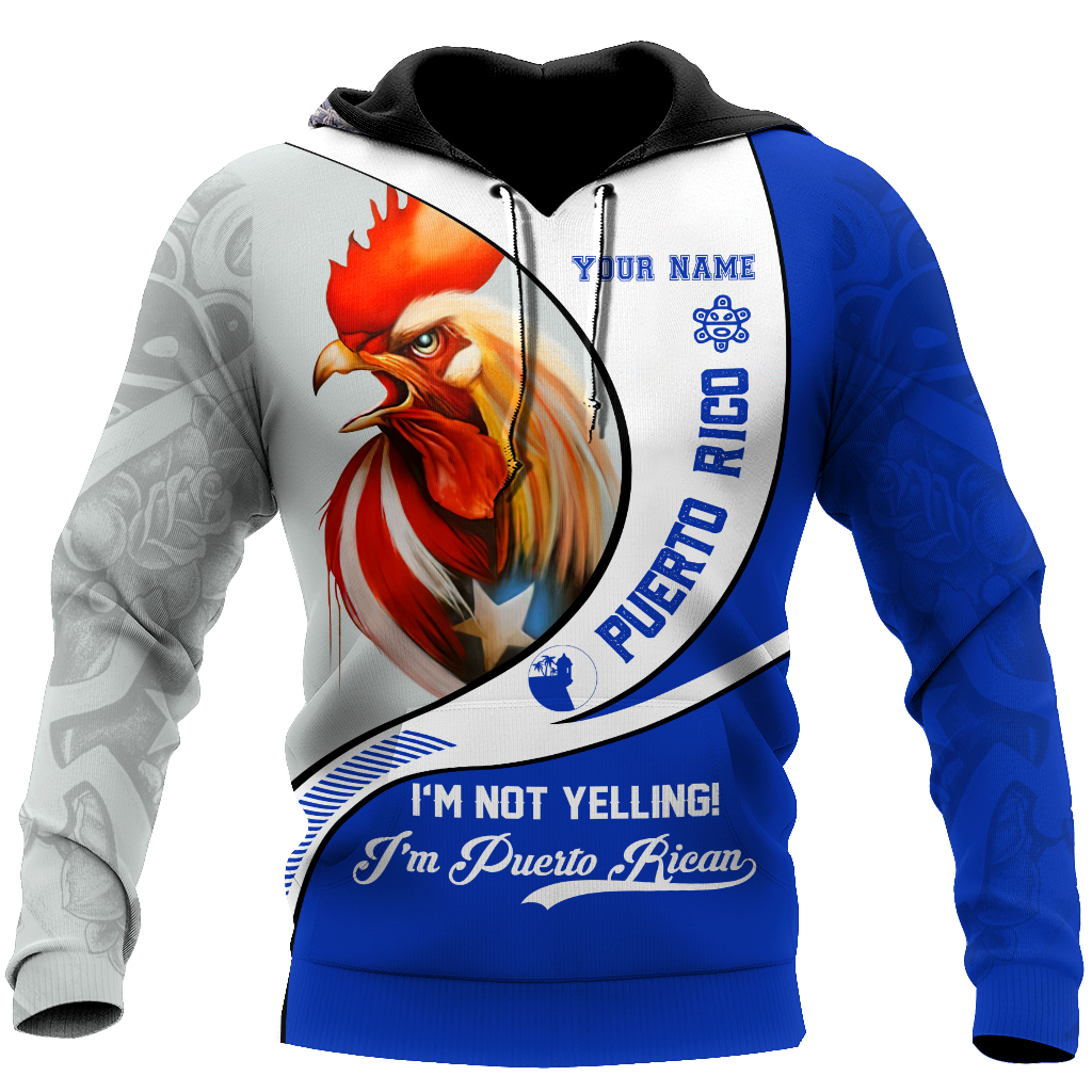Custom Name Rooster Puerto Rico Hoodie For Men And Women MH12032102