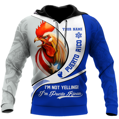 Custom Name Rooster Puerto Rico Hoodie For Men And Women MH12032102