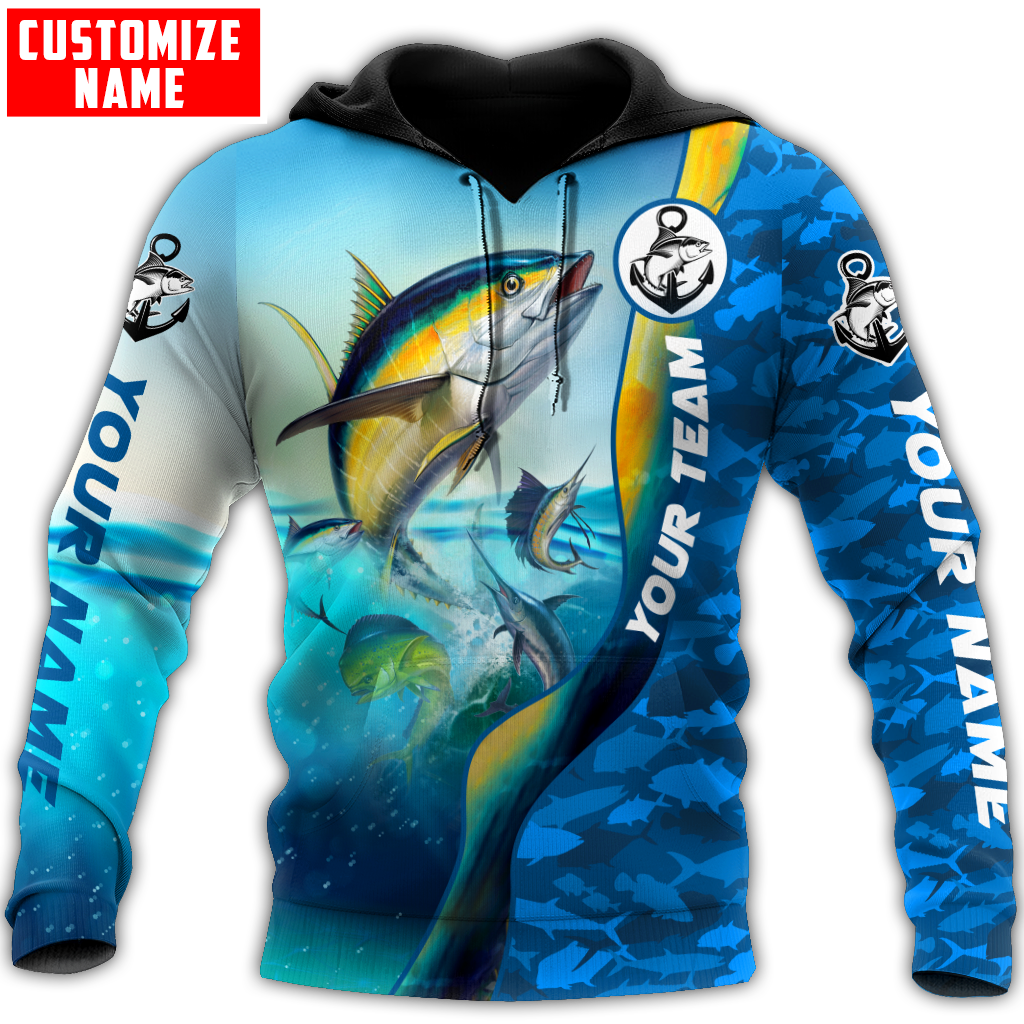 Custom name Tuna fishing Team Billfish 3D Design Printed Shirts