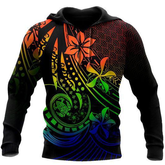 Amazing Polynesian Tattoo And Frangipani Flower Unisex Deluxe Hoodie ML