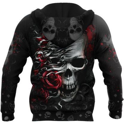 Heart Of Roses Skull Hoodie For Men And Women TNA13032107